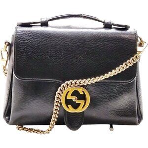 (S6) Gucci Crossbody Bag Black Leather